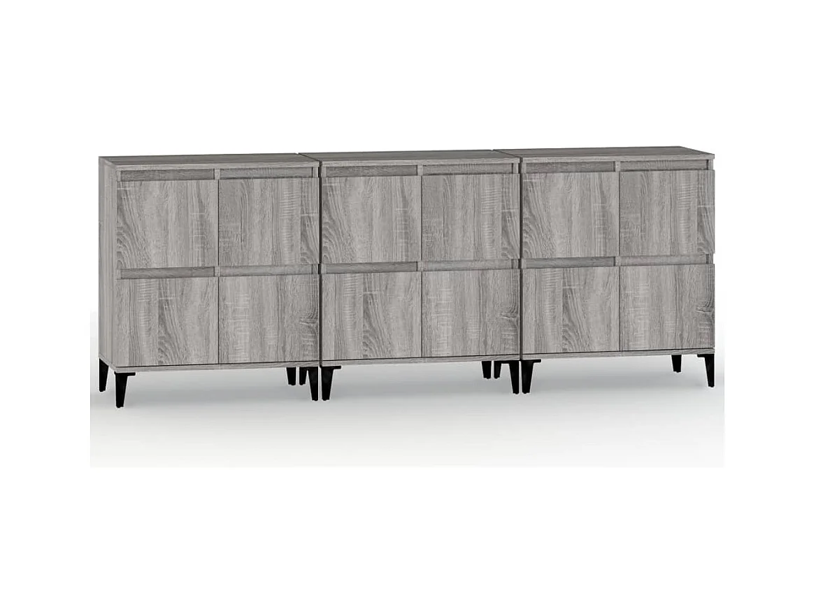 Aparador buffet cómoda armario mueble organizador cocina salón salón 3 piezas sonoma 60 x 35 x 70 cm madera contrachapada gris 02_0037167