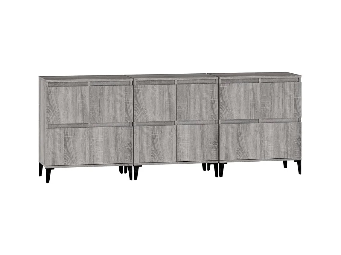 Aparador buffet cómoda armario mueble organizador cocina salón salón 3 piezas sonoma 60 x 35 x 70 cm madera contrachapada gris 02_0037167