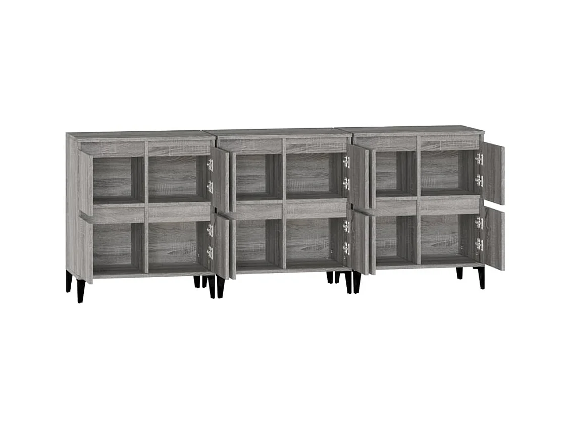 Aparador buffet cómoda armario mueble organizador cocina salón salón 3 piezas sonoma 60 x 35 x 70 cm madera contrachapada gris 02_0037167
