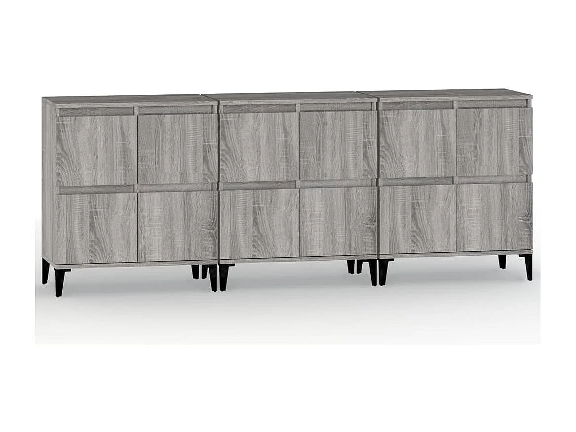 Credenza buffet cassettiera mobile contenitore organizer cucina soggiorno soggiorni 3 pezzi sonoma 60 x 35 x 70 cm pannelli in derivati ​​grigio 02_0037167