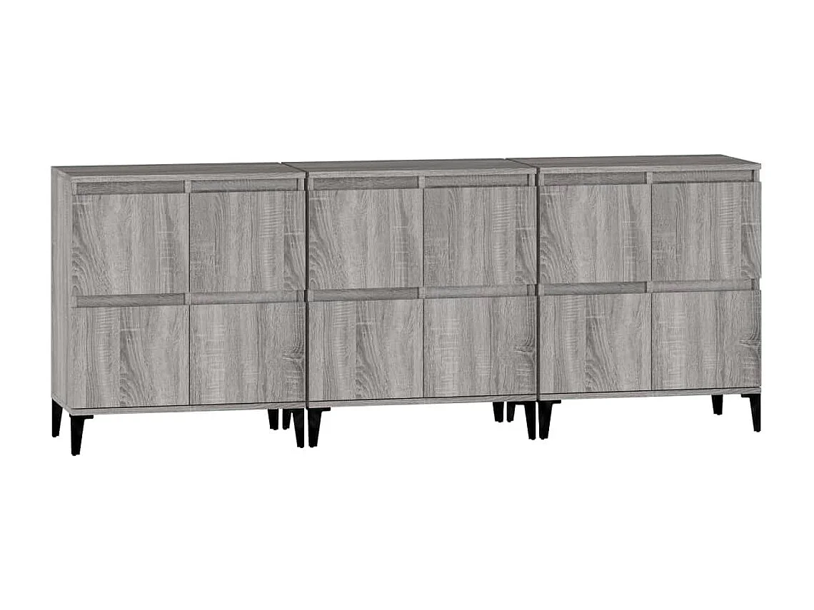 Credenza buffet cassettiera mobile contenitore organizer cucina soggiorno soggiorni 3 pezzi sonoma 60 x 35 x 70 cm pannelli in derivati ​​grigio 02_0037167