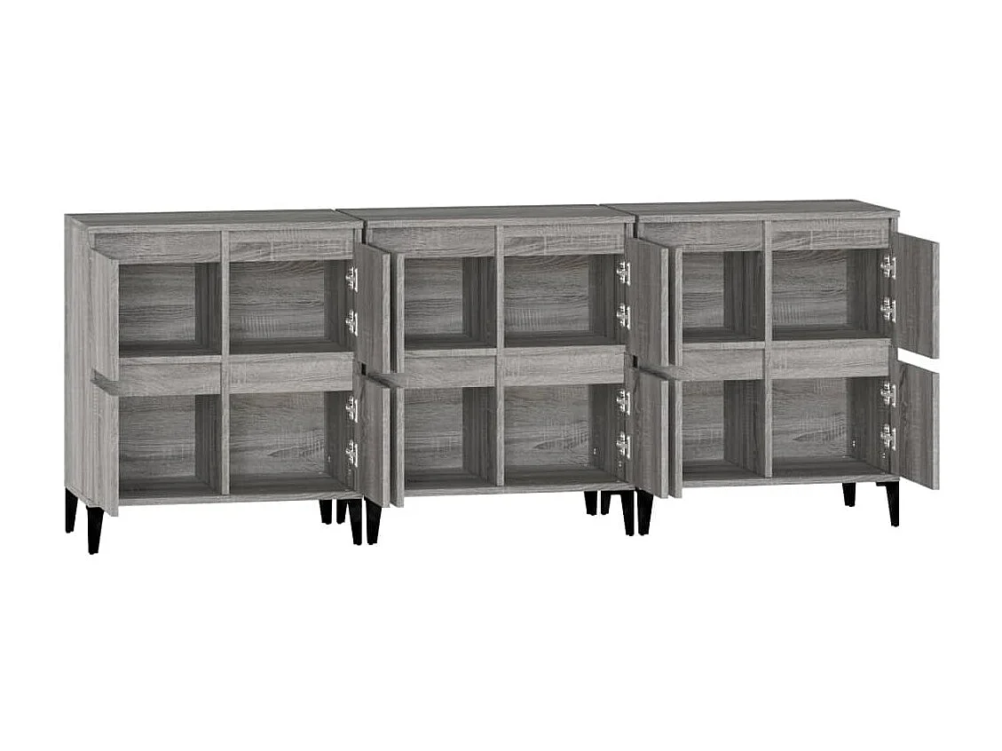 Credenza buffet cassettiera mobile contenitore organizer cucina soggiorno soggiorni 3 pezzi sonoma 60 x 35 x 70 cm pannelli in derivati ​​grigio 02_0037167