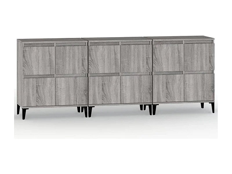 Credenza buffet cassettiera mobile contenitore organizer cucina soggiorno soggiorni 3 pezzi sonoma 60 x 35 x 70 cm pannelli in derivati ​​grigio 02_0037167