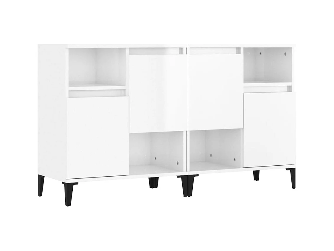 Buffet credenza cassettiera armadio contenitore organizer cucina soggiorno soggiorni set da 2 lucido 60 x 35 x 70 cm legno composito bianco 02_0036710