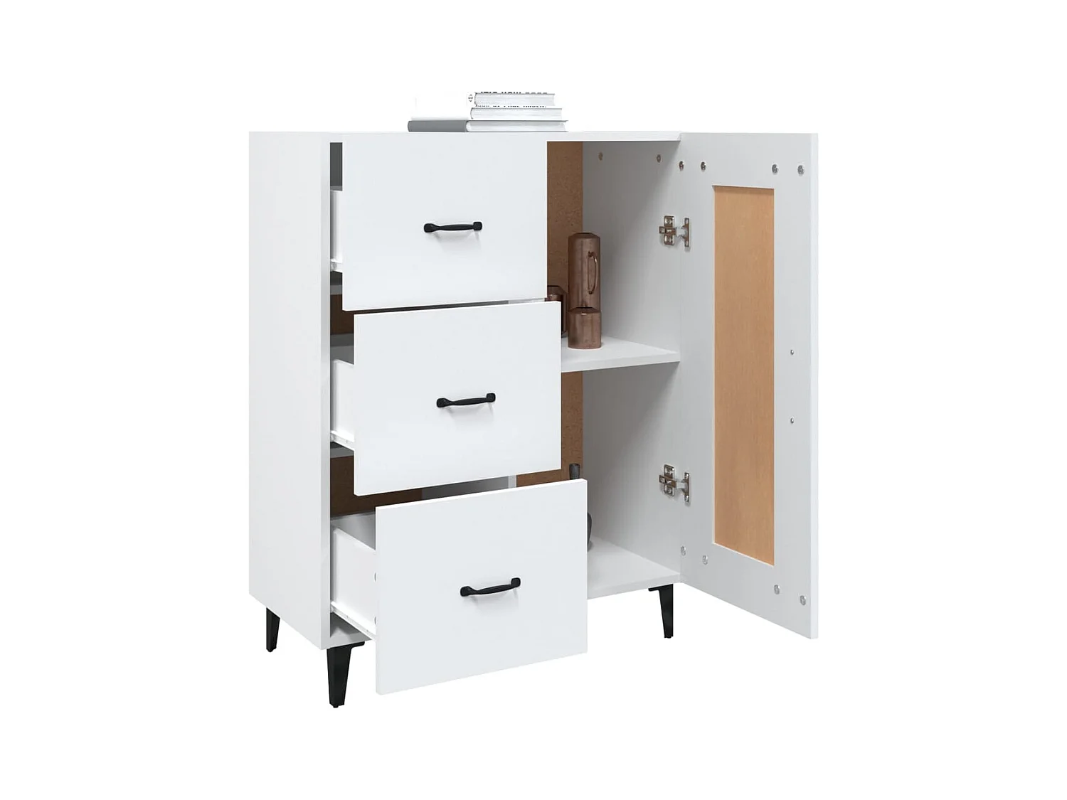 Credenza buffet cassettiera mobile contenitore organizer cucina soggiorno soggiorno 69,5 x 34 x 90 cm derivati ​​del legno bianco 02_0030424