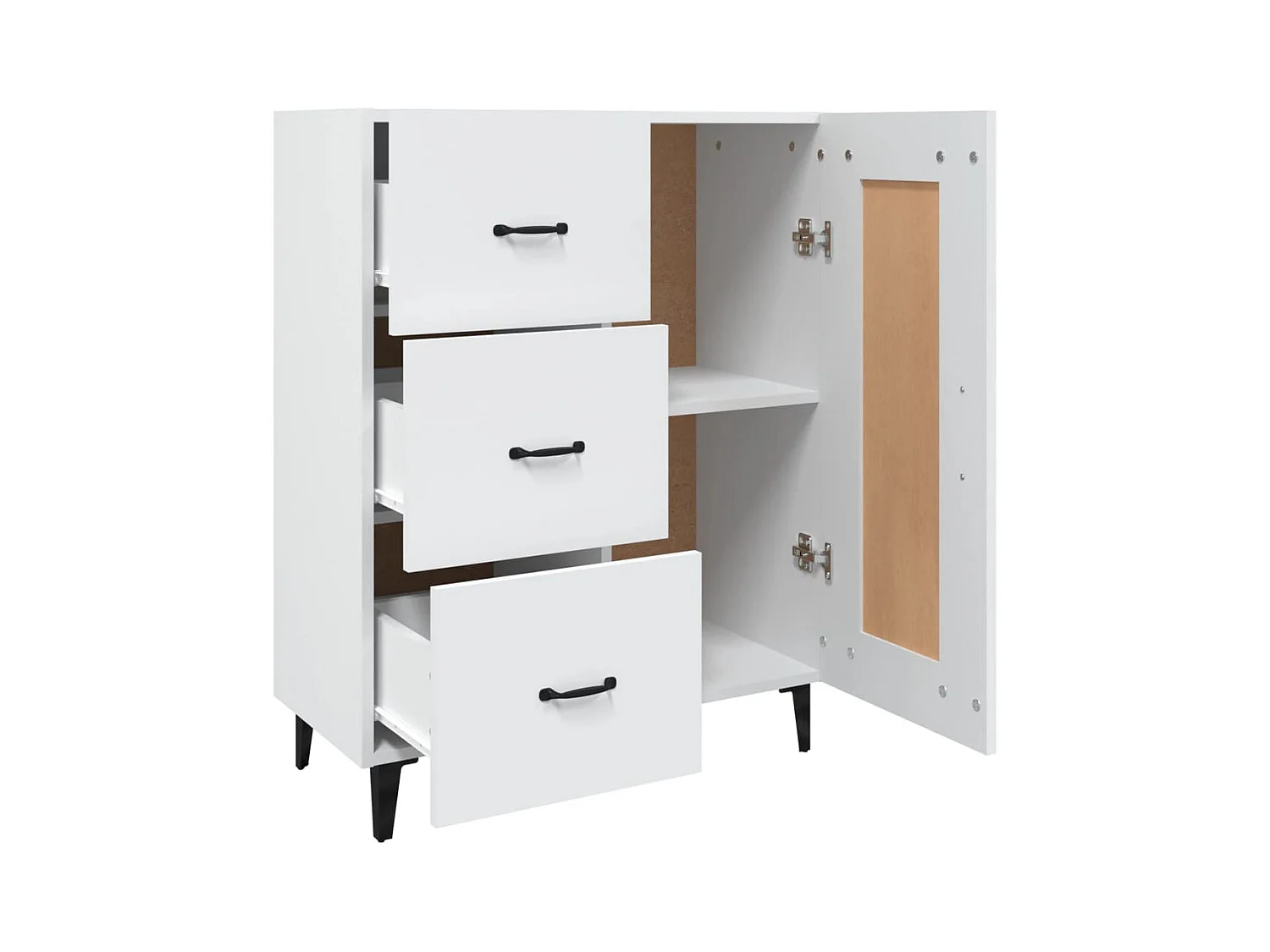 Credenza buffet cassettiera mobile contenitore organizer cucina soggiorno soggiorno 69,5 x 34 x 90 cm derivati ​​del legno bianco 02_0030424