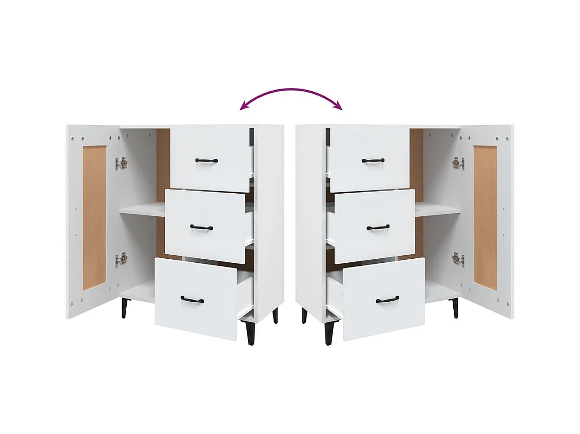 Credenza buffet cassettiera mobile contenitore organizer cucina soggiorno soggiorno 69,5 x 34 x 90 cm derivati ​​del legno bianco 02_0030424