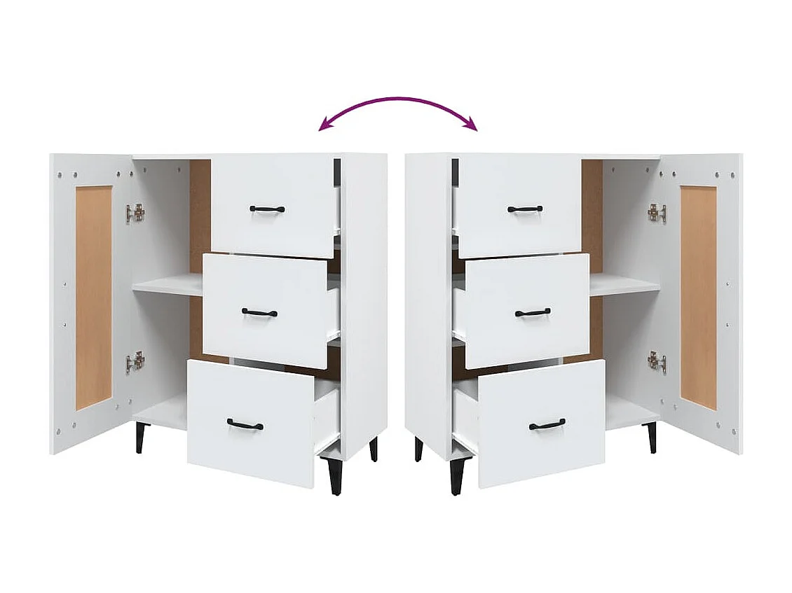 Buffet aparador cômoda armário unidade de armazenamento organizador cozinha sala de estar 69,5 x 34 x 90 cm madeira trabalhada branca 02_0030424