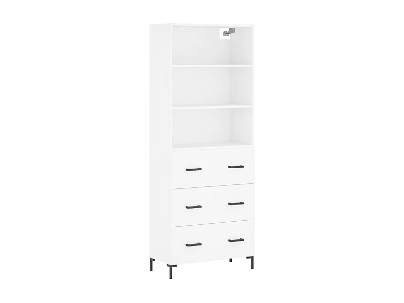 Aparador cómoda cómoda armario mueble organizador cocina salón salón alto 69,5 x 34 x 180 cm madera contrachapada blanco 02_0032555