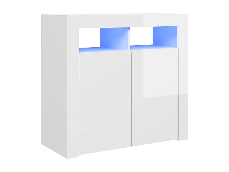 Aparador cômoda armário armário organizador cozinha sala sala com luzes LED brilhantes 80 x 35 x 75 cm branco 02_0029864