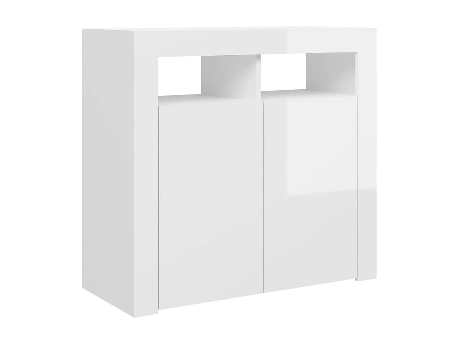 Aparador cômoda armário armário organizador cozinha sala sala com luzes LED brilhantes 80 x 35 x 75 cm branco 02_0029864