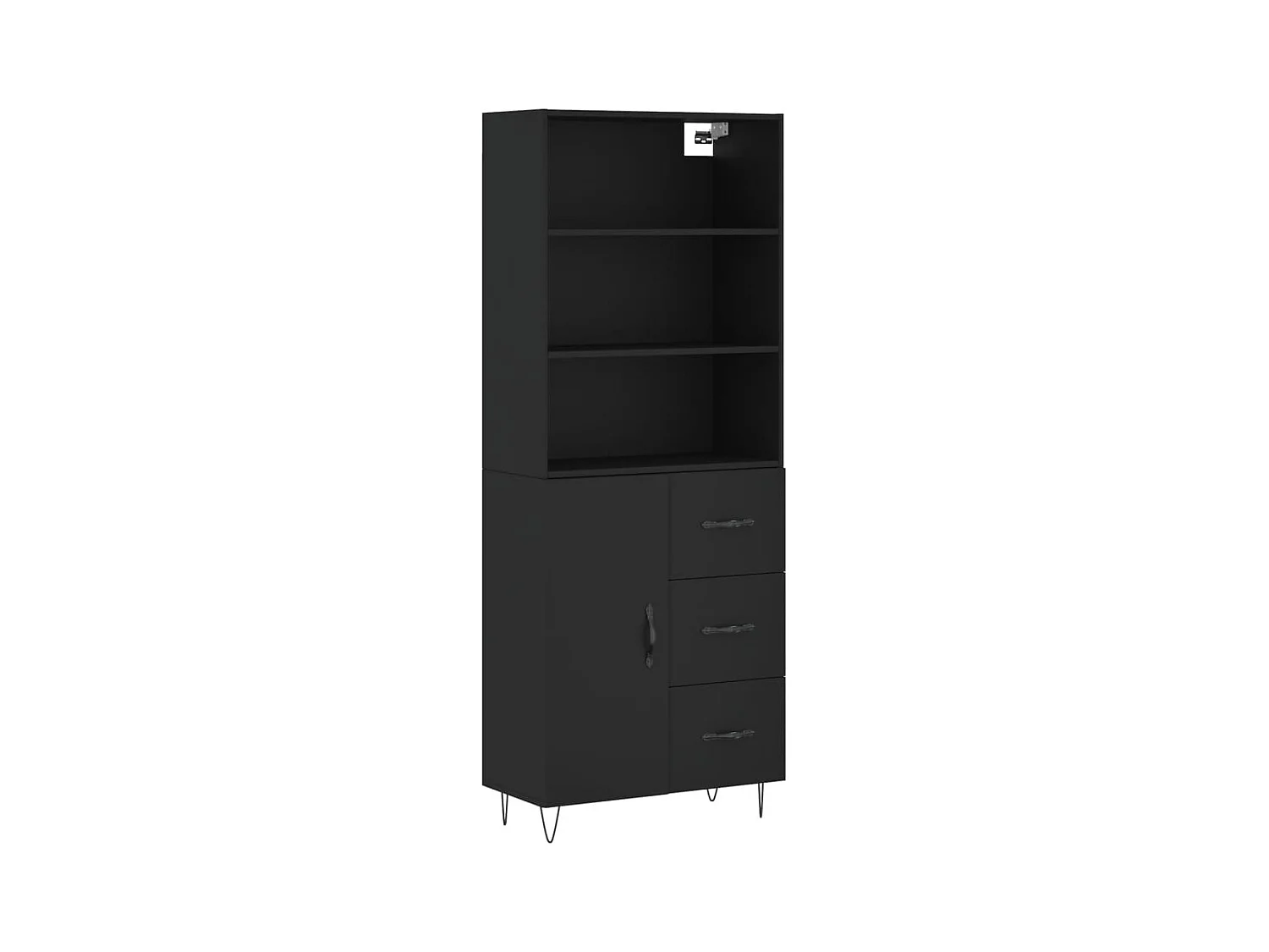 Aparador cómoda cómoda armario mueble organizador cocina salón salón alto 69,5 x 34 x 180 cm madera contrachapada negra 02_0035028
