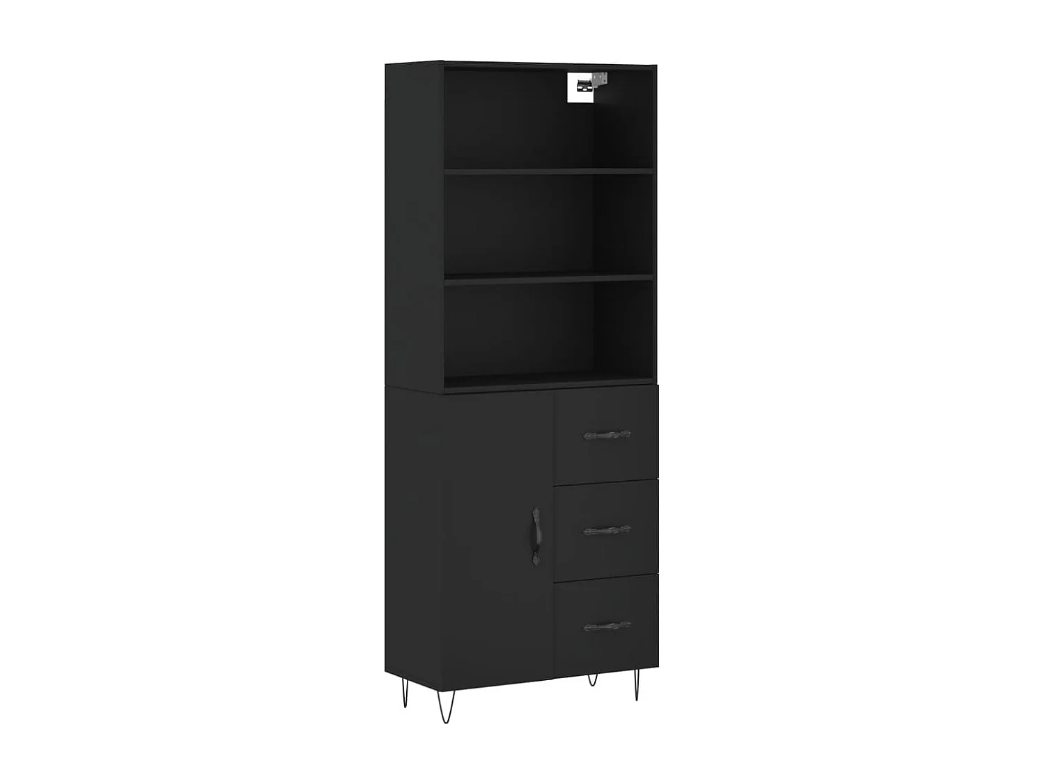 Credenza buffet cassettiera mobile contenitore organizer cucina soggiorno soggiorno alto 69,5 x 34 x 180 cm multistrato nero 02_0035028