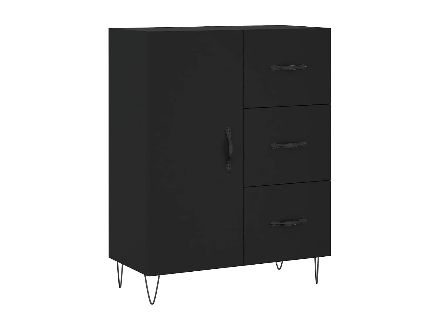 Credenza buffet cassettiera mobile contenitore organizer cucina soggiorno soggiorno alto 69,5 x 34 x 180 cm multistrato nero 02_0035028