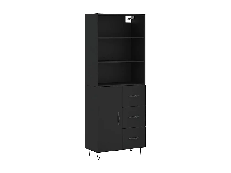 Credenza buffet cassettiera mobile contenitore organizer cucina soggiorno soggiorno alto 69,5 x 34 x 180 cm multistrato nero 02_0035028