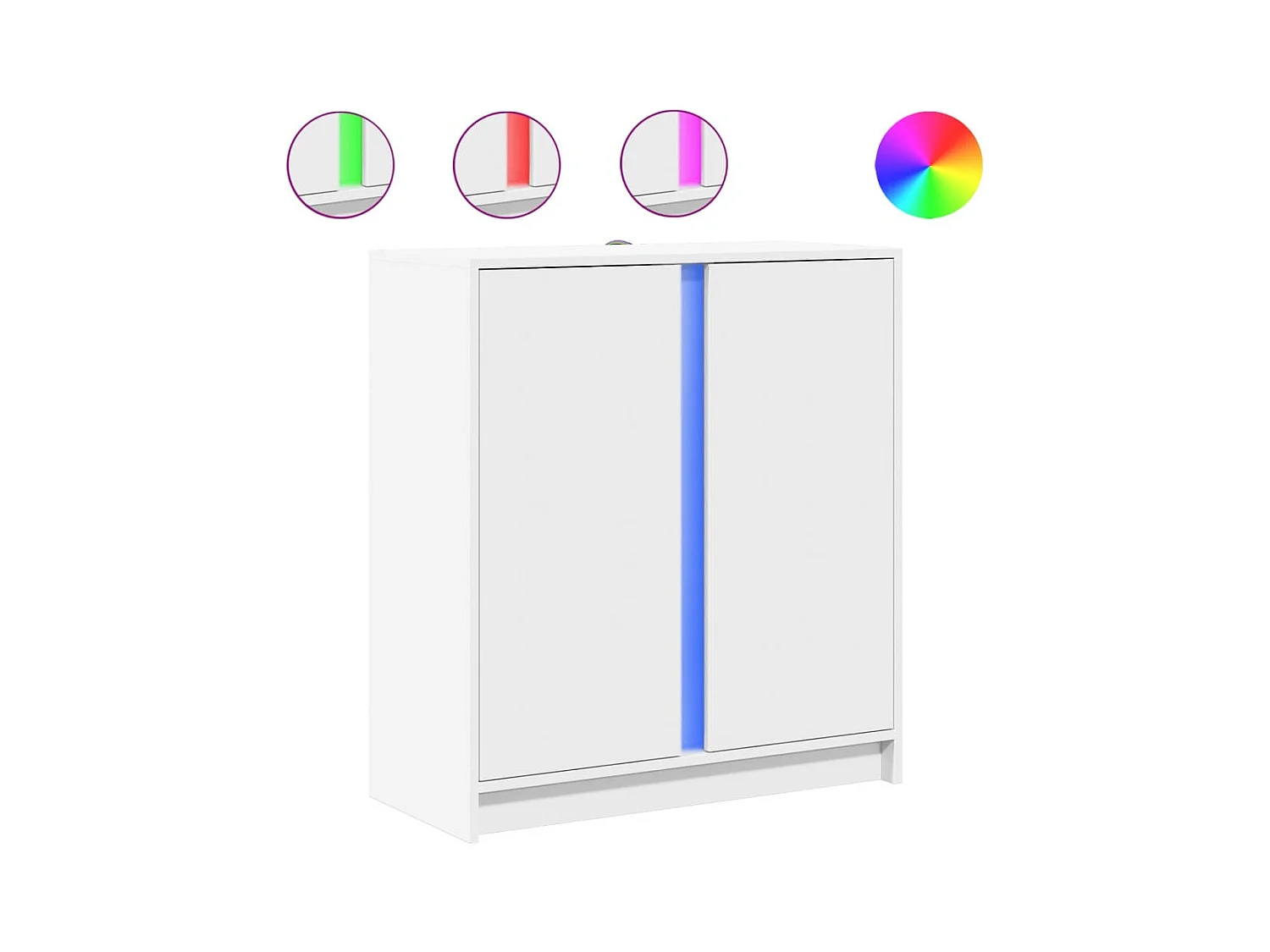 Credenza cassettiera cassettiera mobile contenitore organizer cucina soggiorno soggiorno con LED 77 x 34 x 85 cm derivati ​​del legno bianco 02_0029776