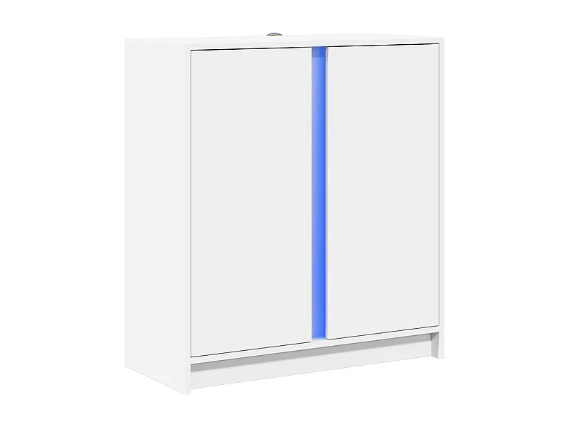 Aparador buffet cómoda armario mueble organizador cocina salón salón con LED 77 x 34 x 85 cm madera contrachapada blanco 02_0029776