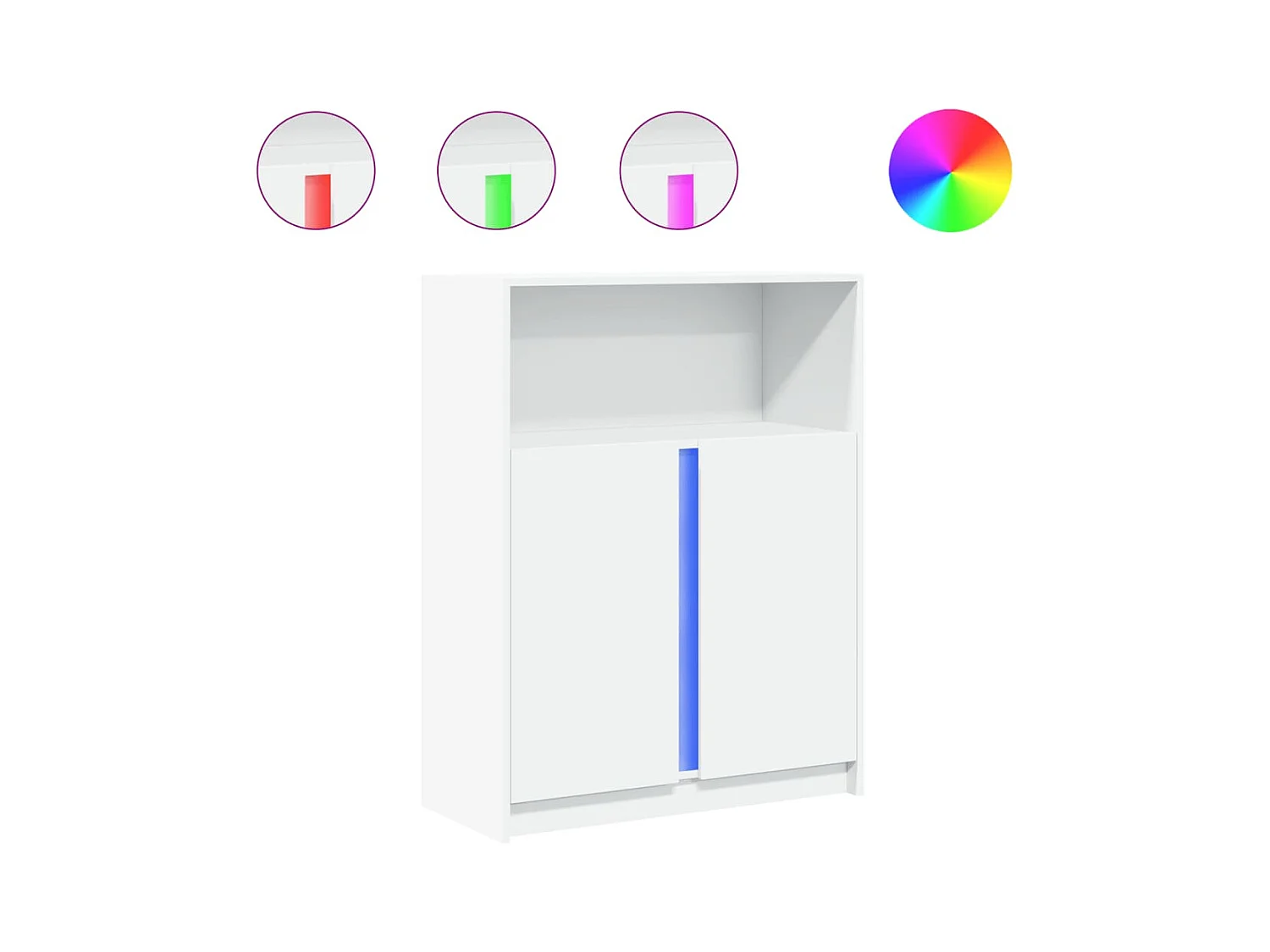 Credenza cassettiera cassettiera mobile contenitore organizer cucina soggiorno soggiorno con LED 77 x 34 x 100 cm derivati ​​del legno bianco 02_0029775