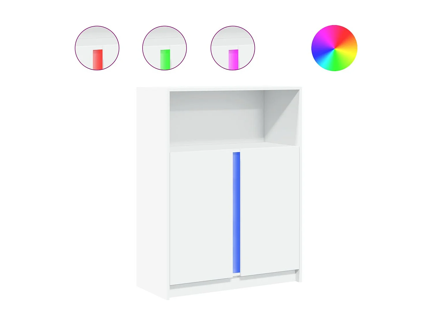 Aparador Aparador Cômoda Armário Unidade de armazenamento Organizador Cozinha Sala Sala de estar com LED 77 x 34 x 100 cm Madeira projetada branca 02_0029775