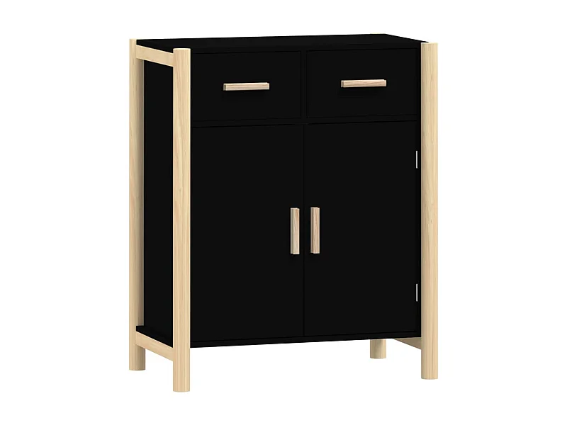 Aparador buffet cómoda mueble mueble de almacenamiento organizador cocina salón salón 62 x 38 x 75 cm madera contrachapada negra 02_0036007