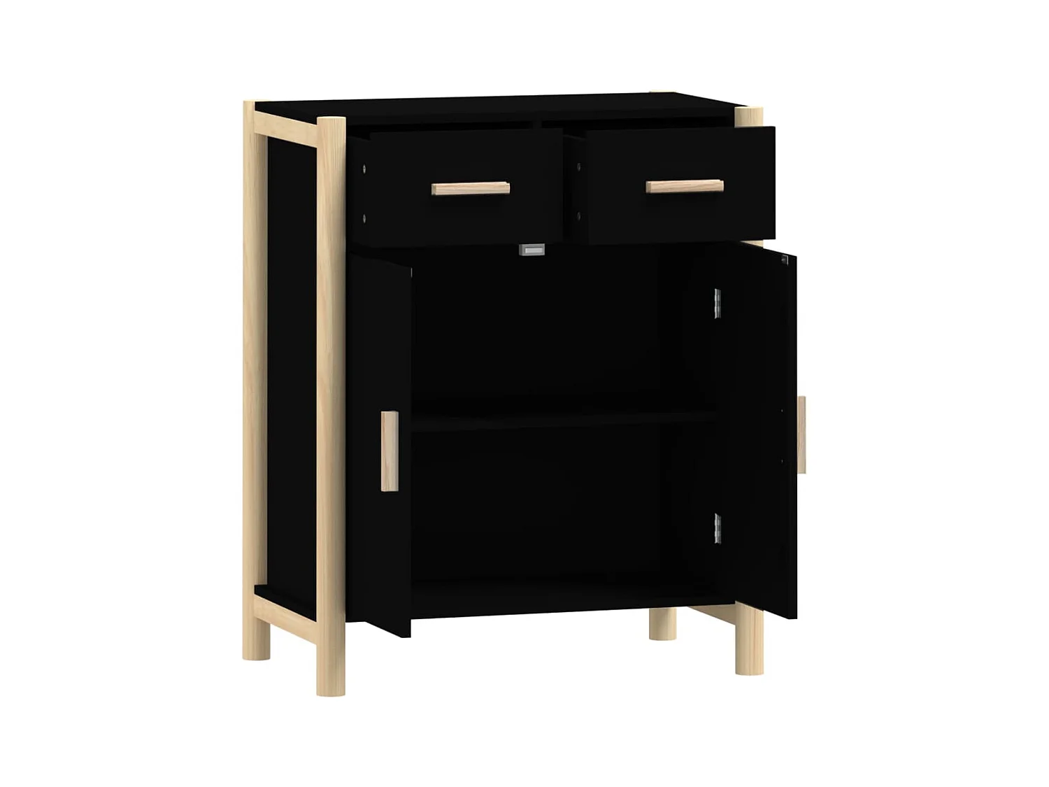 Aparador buffet cómoda mueble mueble de almacenamiento organizador cocina salón salón 62 x 38 x 75 cm madera contrachapada negra 02_0036007
