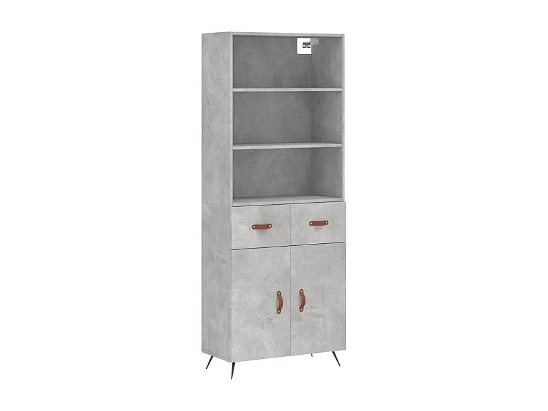Credenza buffet cassettiera mobile contenitore organizer cucina soggiorno soggiorno alto 69,5 x 34 x 180 cm derivati ​​del legno grigio 02_0034598