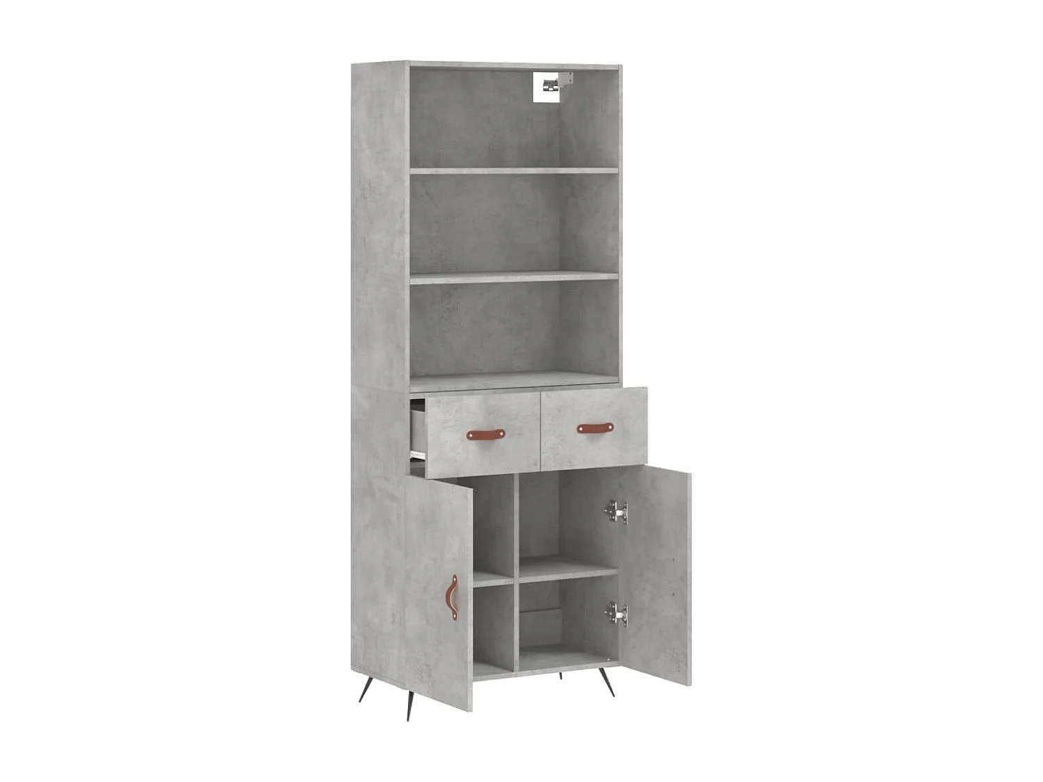 Buffet aparador cômoda armário unidade de armazenamento organizador cozinha sala sala alta 69,5 x 34 x 180 cm madeira trabalhada cinza 02_0034598