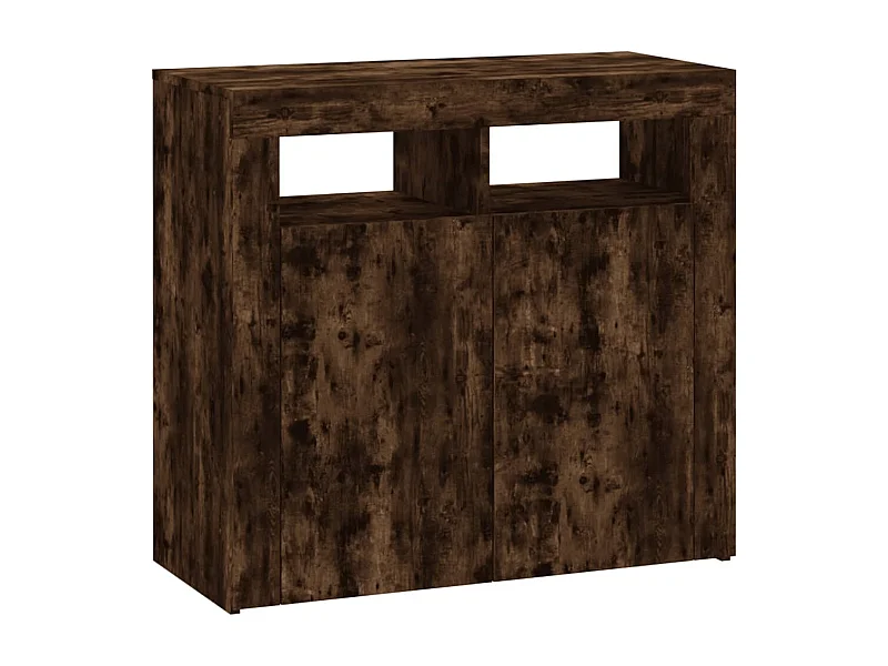 Aparador buffet cômoda armário organizador cozinha sala sala com luzes LED 80 x 35 x 75 cm marrom 02_0029892