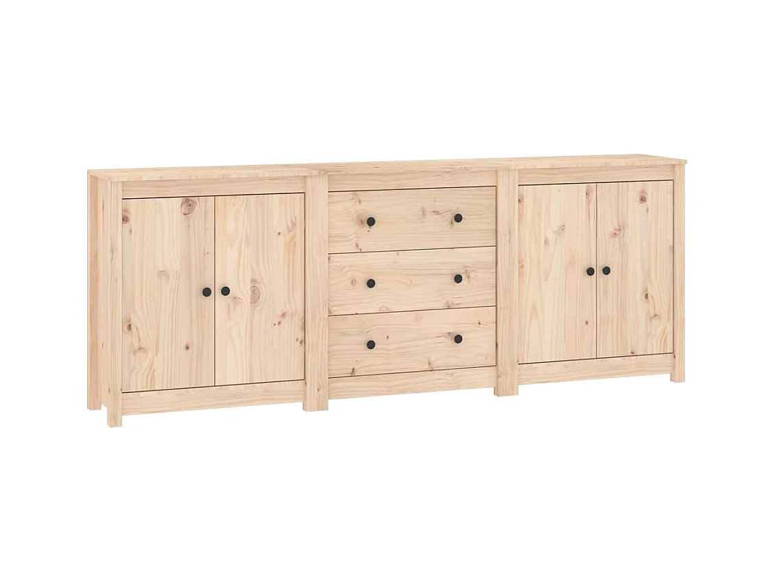Aparador buffet cómoda mueble almacenaje organizador cocina salón salón 210 x 35 x 80 cm madera maciza de pino marrón 02_0029564