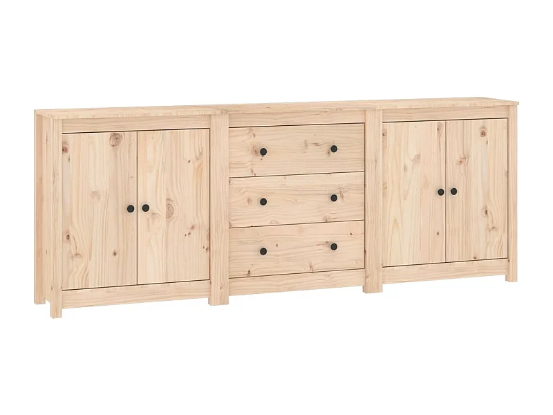 Aparador buffet cómoda mueble almacenaje organizador cocina salón salón 210 x 35 x 80 cm madera maciza de pino marrón 02_0029564