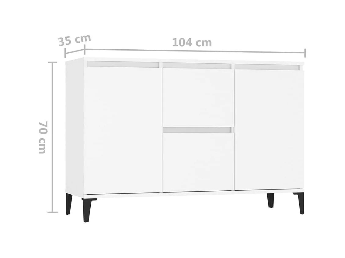 Aparador cómoda cómoda mueble mueble de almacenaje organizador cocina salón salón 104 x 35 x 70 cm madera contrachapada blanco 02_0030184