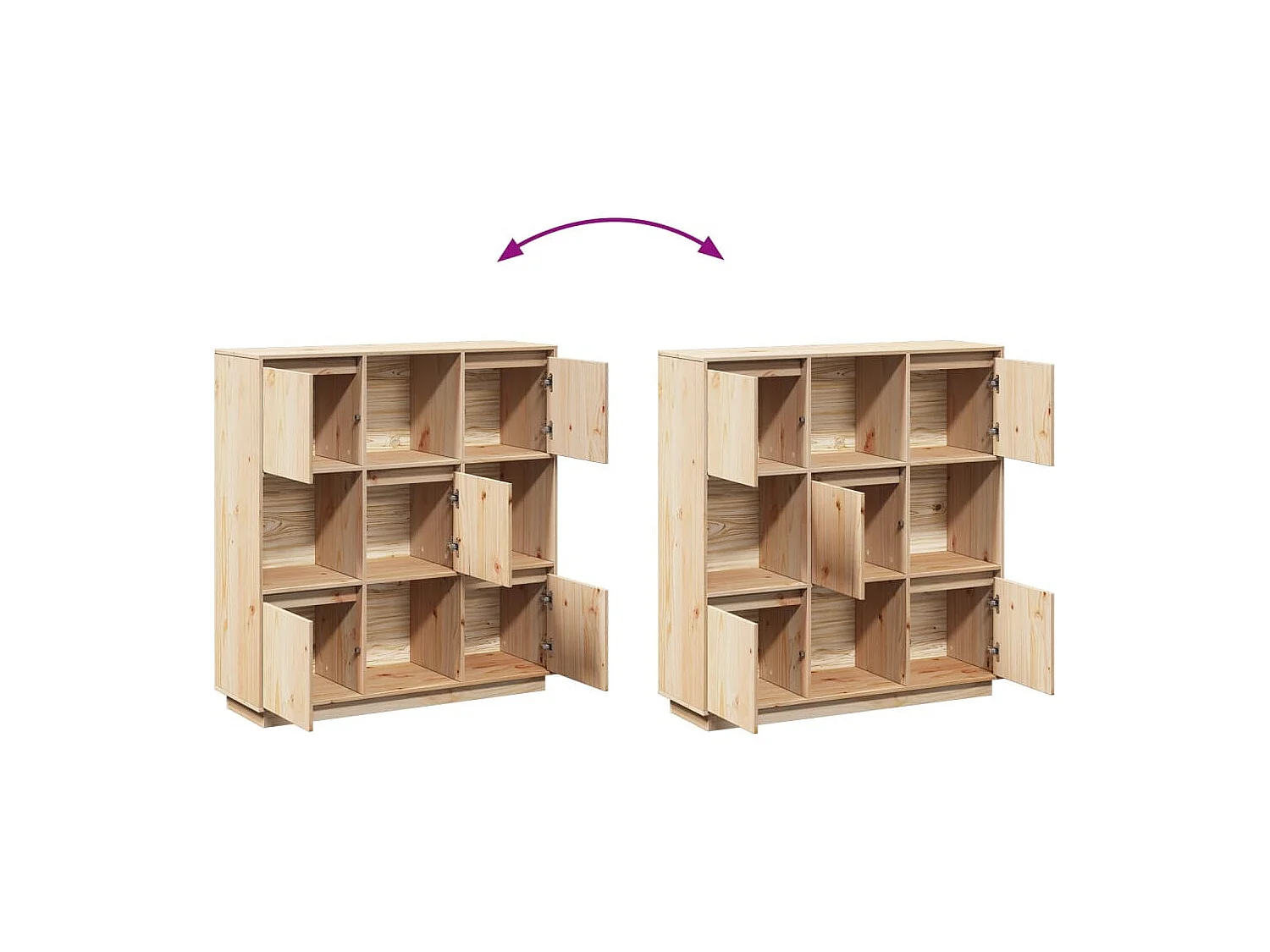 Aparador buffet cómoda mueble almacenaje organizador cocina salón salón 110,5 x 35 x 117 cm madera maciza de pino marrón 02_0029506