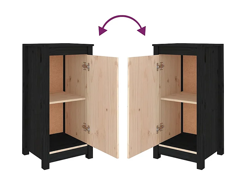 Aparador Buffet Cómoda Armario Unidad de Almacenamiento Organizador Cocina Salón Salón Juego de 2 39 x 35 x 80 cm Madera Maciza de Pino Negro 02_0036898