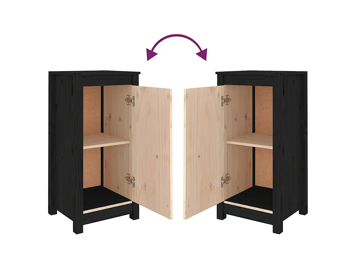 Buffet aparador cômoda armário organizador unidade de armazenamento cozinha sala salas conjunto de 2 39 x 35 x 80 cm madeira maciça de pinho preto 02_0036898