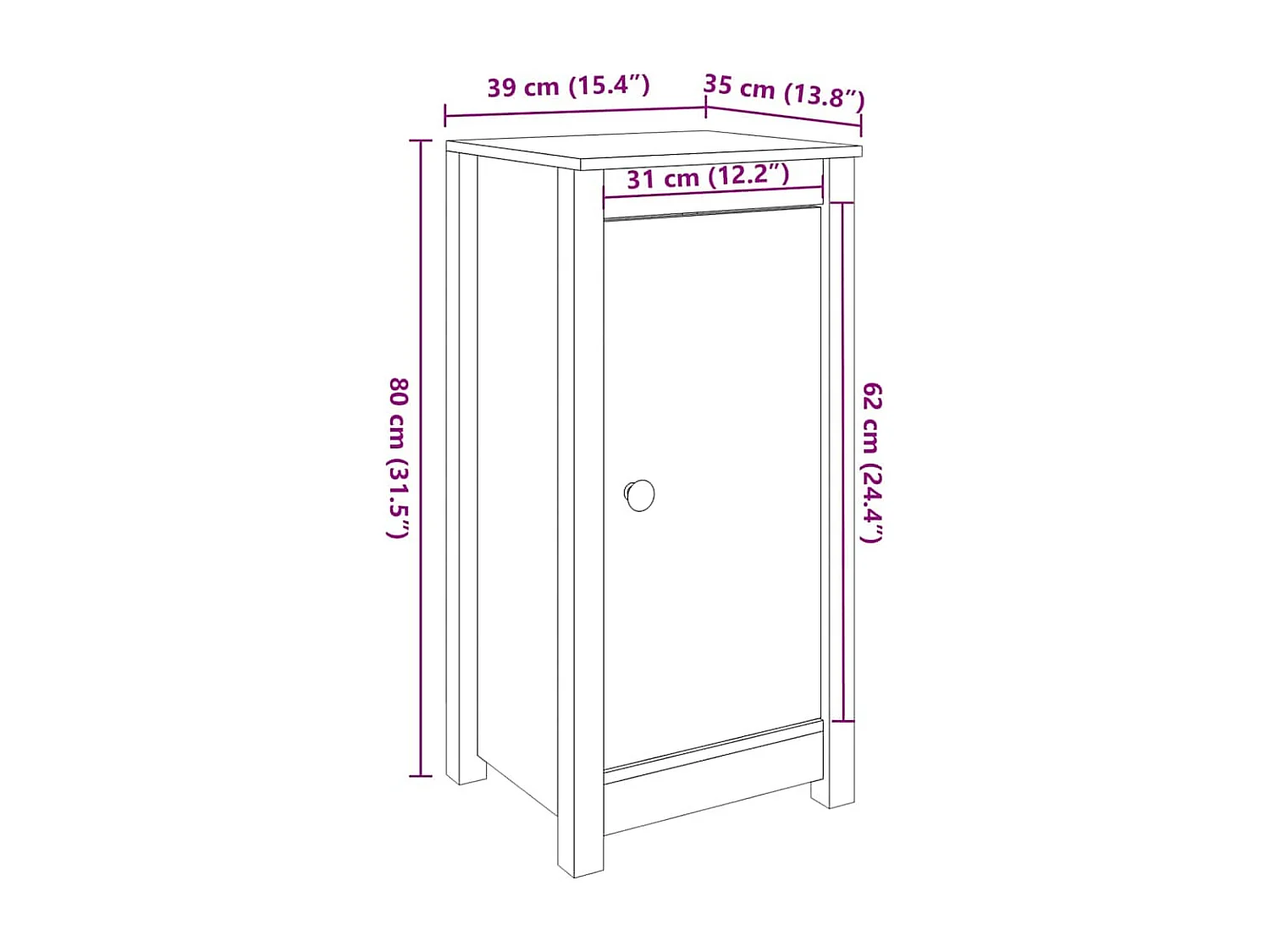 Credenza buffet cassettiera mobile contenitore organizer cucina soggiorno soggiorni set da 2 39 x 35 x 80 cm legno massello di pino nero 02_0036898