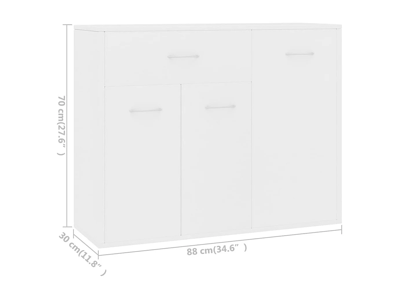 Credenza buffet cassettiera mobile contenitore organizer cucina soggiorno soggiorno 88 x 30 x 70 cm derivati ​​del legno bianco 02_0030525