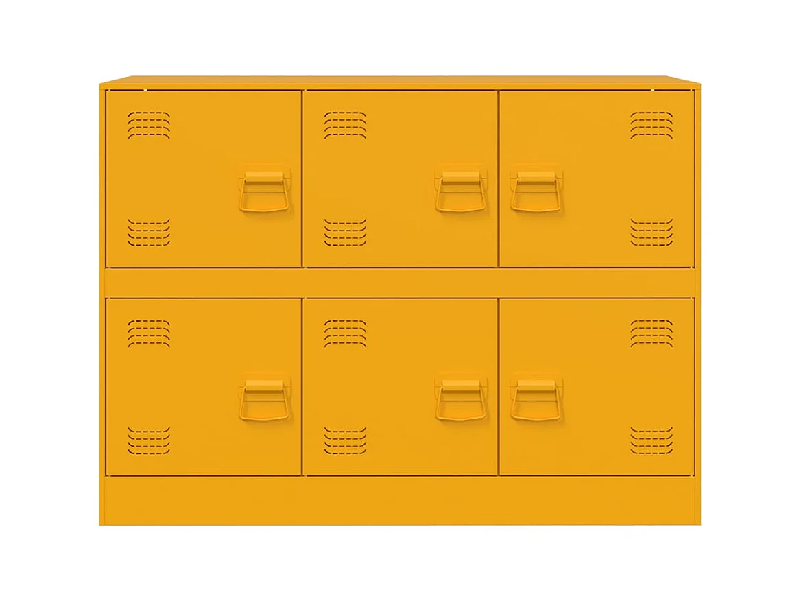 Aparador buffet cómoda armario mueble organizador cocina salón salón amarillo mostaza 99 x 39 x 73 cm acero Amarillo 02_0035711