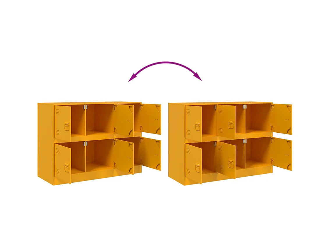 Aparador buffet cómoda armario mueble organizador cocina salón salón amarillo mostaza 99 x 39 x 73 cm acero Amarillo 02_0035711