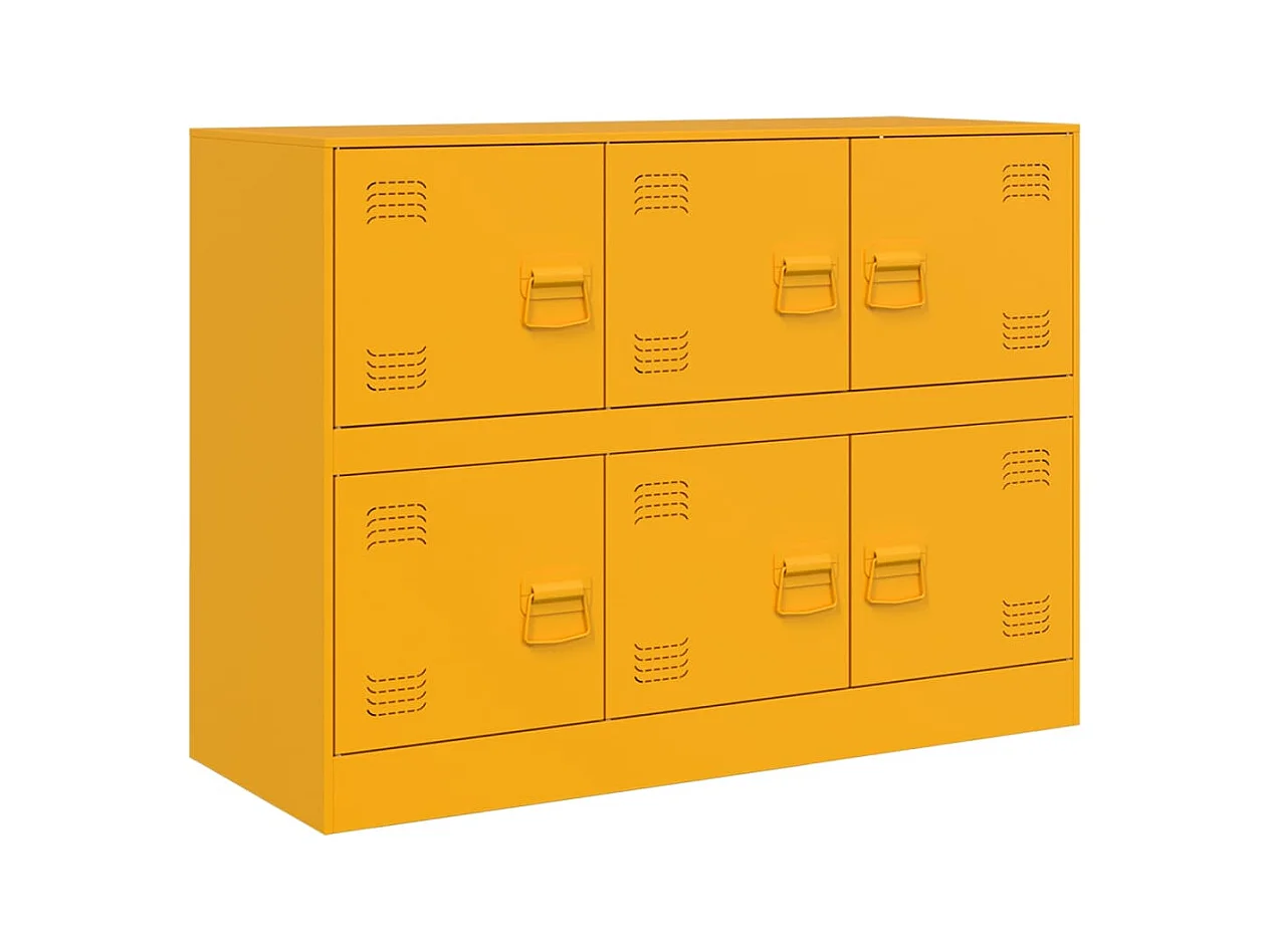 Aparador buffet cómoda armario mueble organizador cocina salón salón amarillo mostaza 99 x 39 x 73 cm acero Amarillo 02_0035711