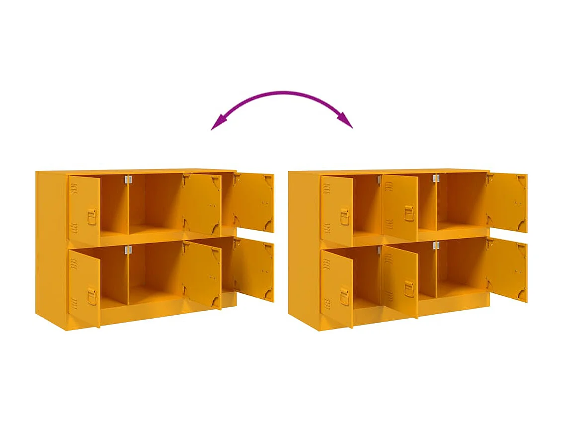 Aparador buffet cómoda armario mueble organizador cocina salón salón amarillo mostaza 99 x 39 x 73 cm acero Amarillo 02_0035711