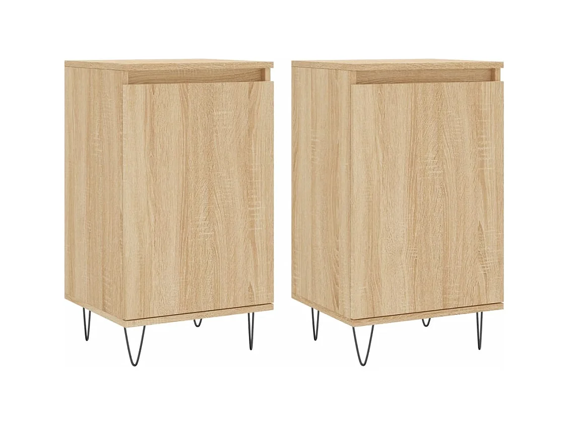 Aparador buffet cómoda armario unidad de almacenamiento organizador cocina salón salón juego de 2 sonoma 40 x 35 x 70 cm marrón madera contrachapada 02_0036803