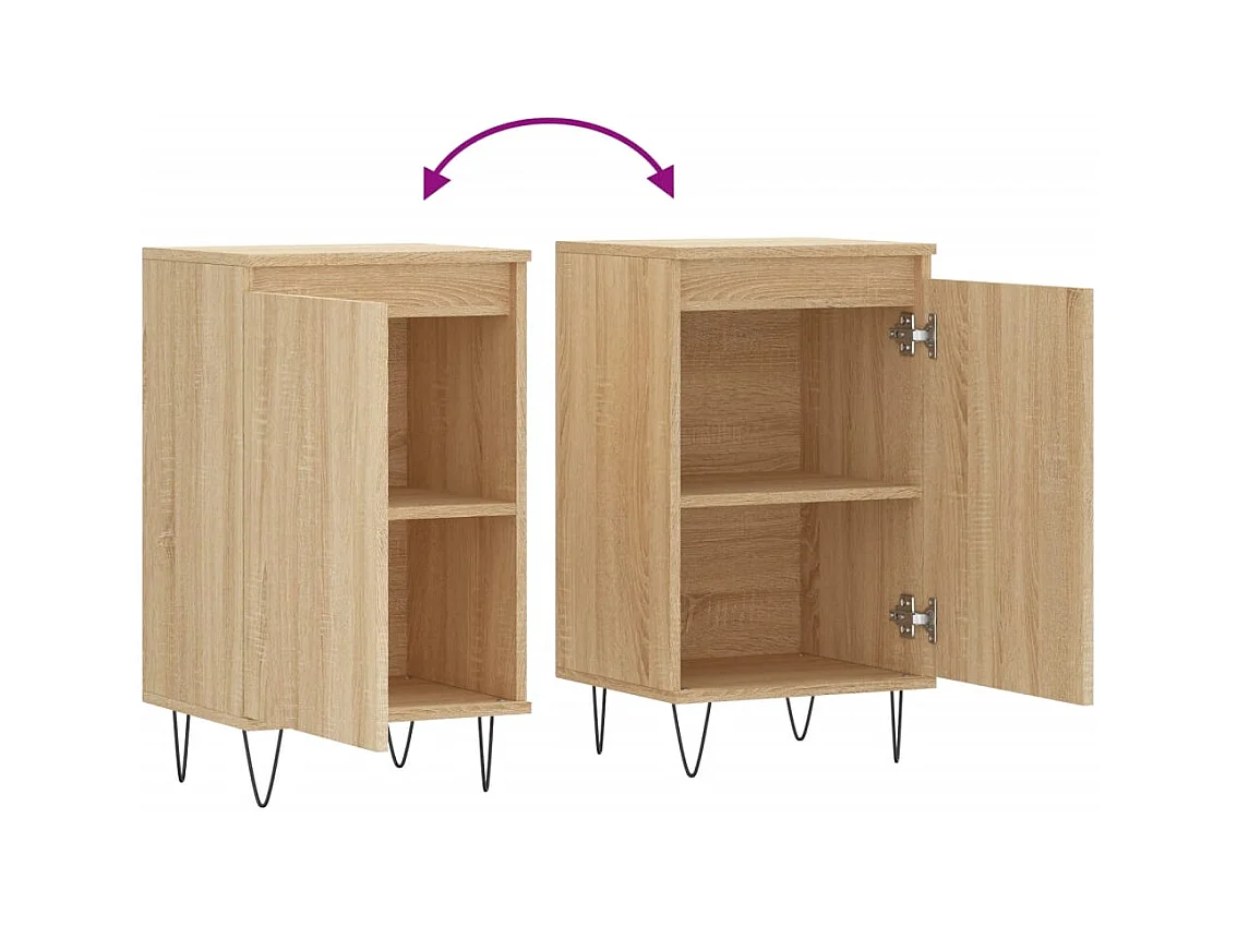 Aparador buffet cómoda armario unidad de almacenamiento organizador cocina salón salón juego de 2 sonoma 40 x 35 x 70 cm marrón madera contrachapada 02_0036803
