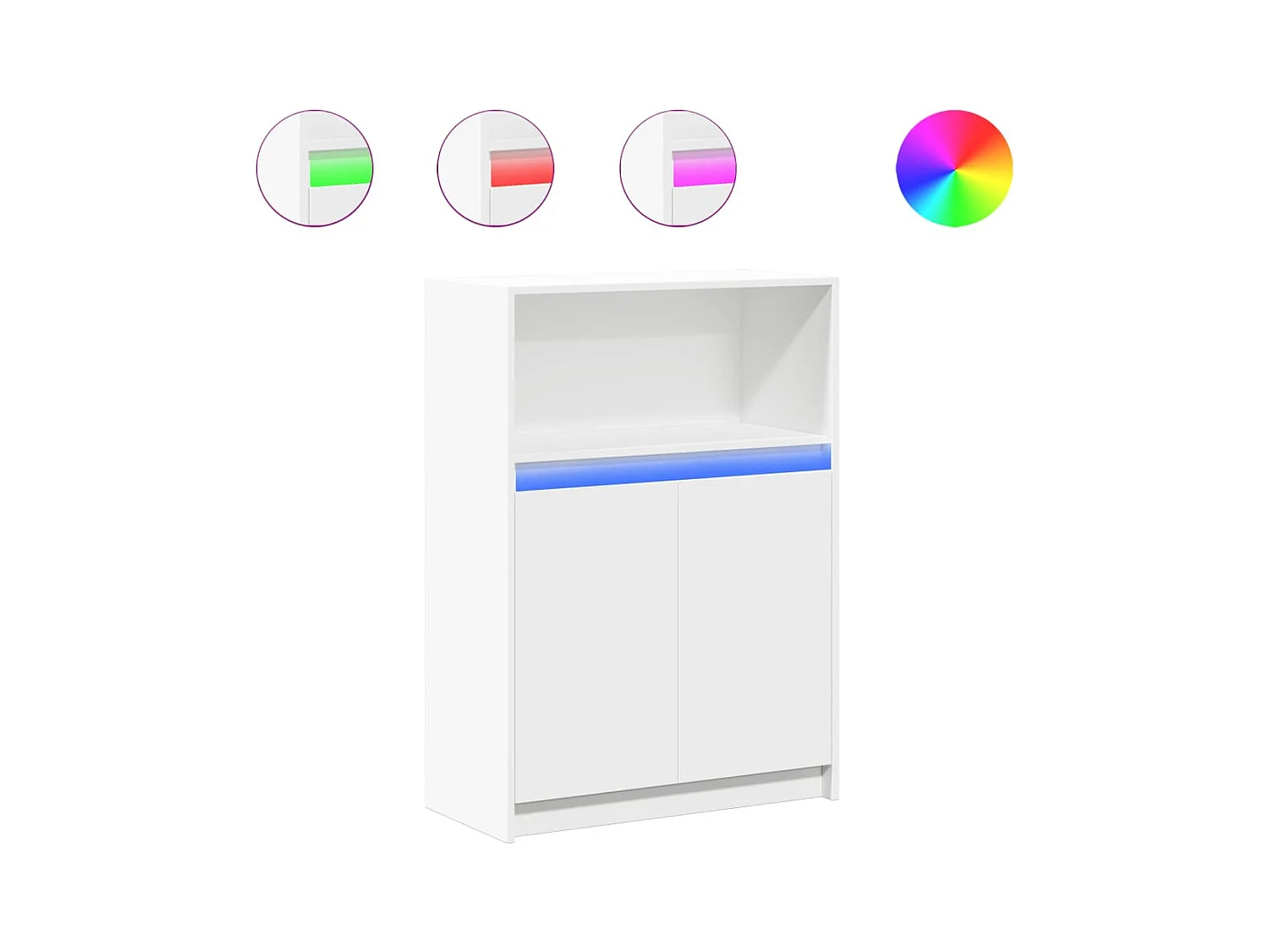 Credenza cassettiera cassettiera mobile contenitore organizer cucina soggiorno soggiorno con LED 72 x 34 x 100 cm derivati ​​del legno bianco 02_0029773