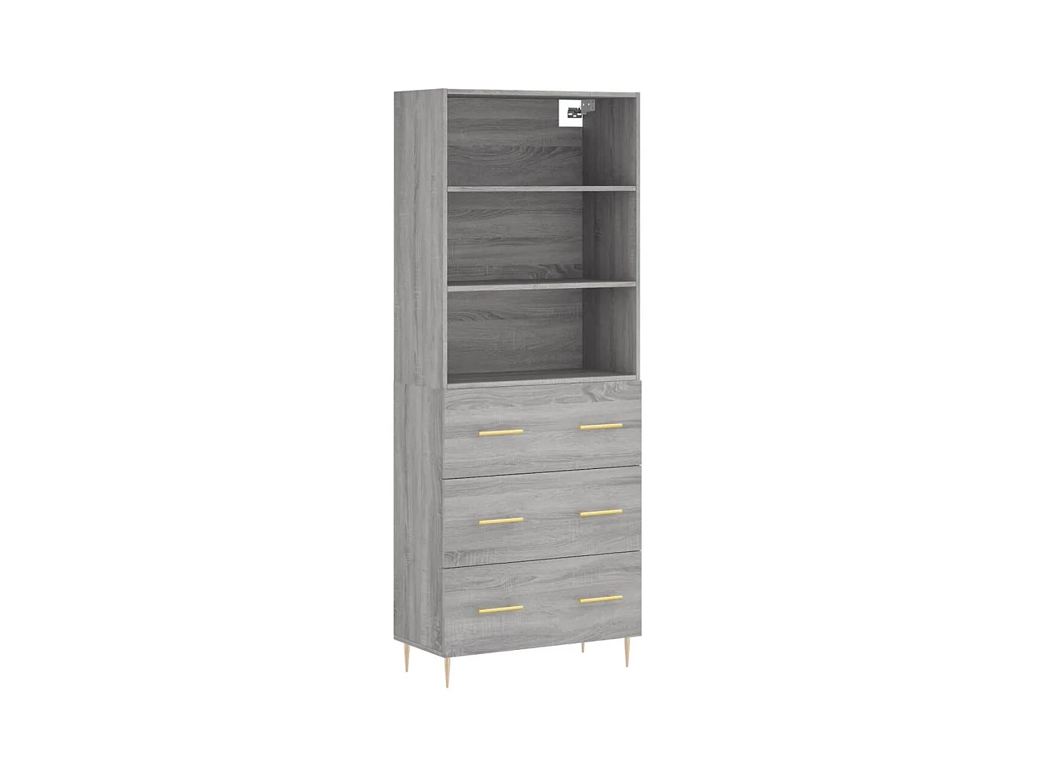 Aparador aparador cómoda armario mueble organizador cocina salón salón alto Sonoma 69,5 x 34 x 180 cm madera contrachapada gris 02_0035604