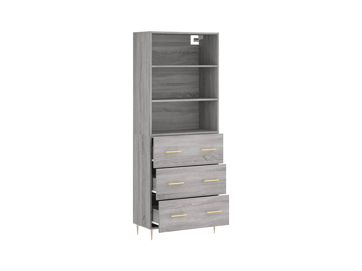Aparador aparador cómoda armario mueble organizador cocina salón salón alto Sonoma 69,5 x 34 x 180 cm madera contrachapada gris 02_0035604