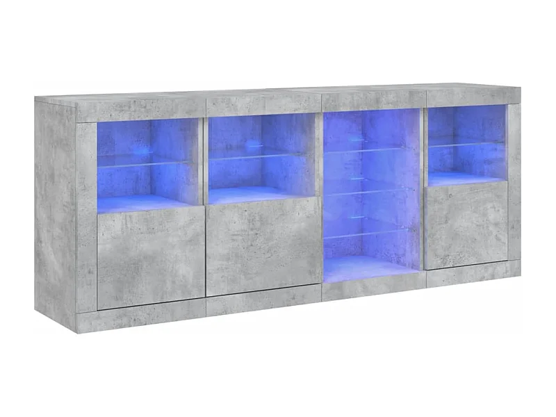 Credenza credenza cassettiera armadio portaoggetti organizer cucina soggiorno soggiorno con luci a LED 164 x 37 x 67 cm Grigio 02_0029984