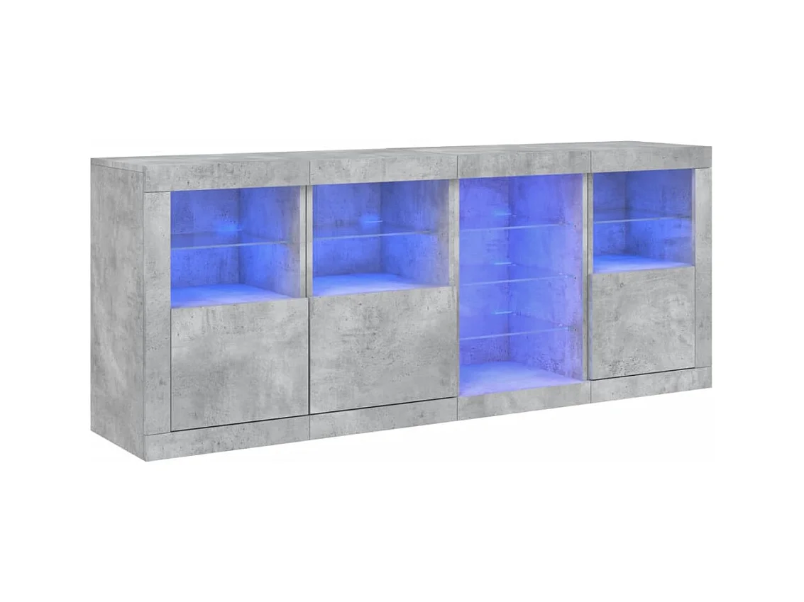 Credenza credenza cassettiera armadio portaoggetti organizer cucina soggiorno soggiorno con luci a LED 164 x 37 x 67 cm Grigio 02_0029984