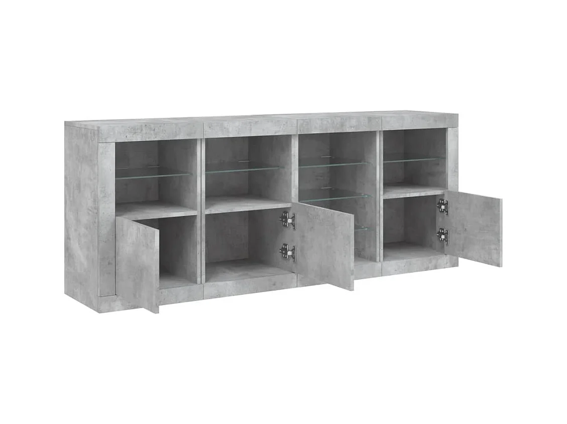 Credenza credenza cassettiera armadio portaoggetti organizer cucina soggiorno soggiorno con luci a LED 164 x 37 x 67 cm Grigio 02_0029984