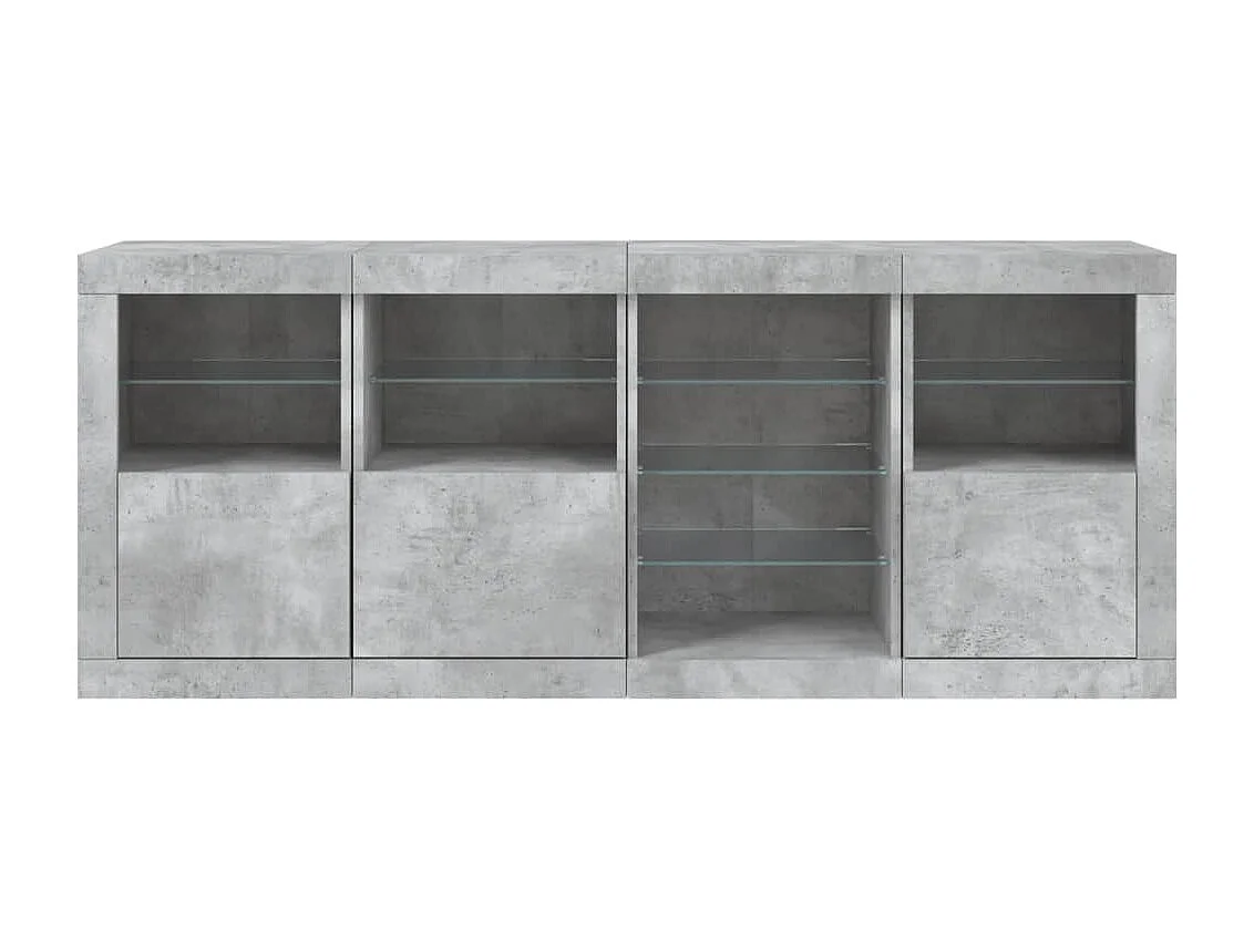 Credenza credenza cassettiera armadio portaoggetti organizer cucina soggiorno soggiorno con luci a LED 164 x 37 x 67 cm Grigio 02_0029984