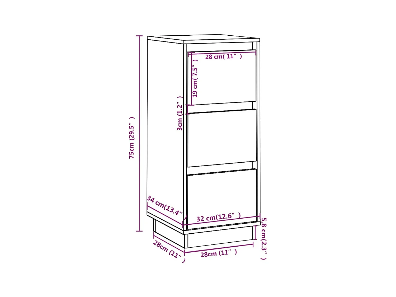 bahut commode armoire bois marron 32 x 34 x 75 cm 02_0036896